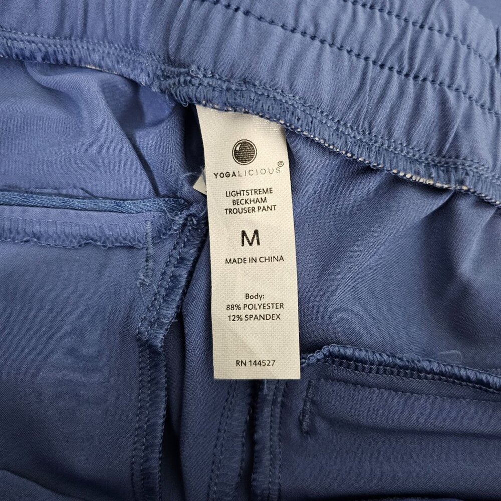 YOGALICIOUS Womens Sz M Beckham Pull-On Trouser Pants Straight Leg Pockets Blue - Picture 6 of 9